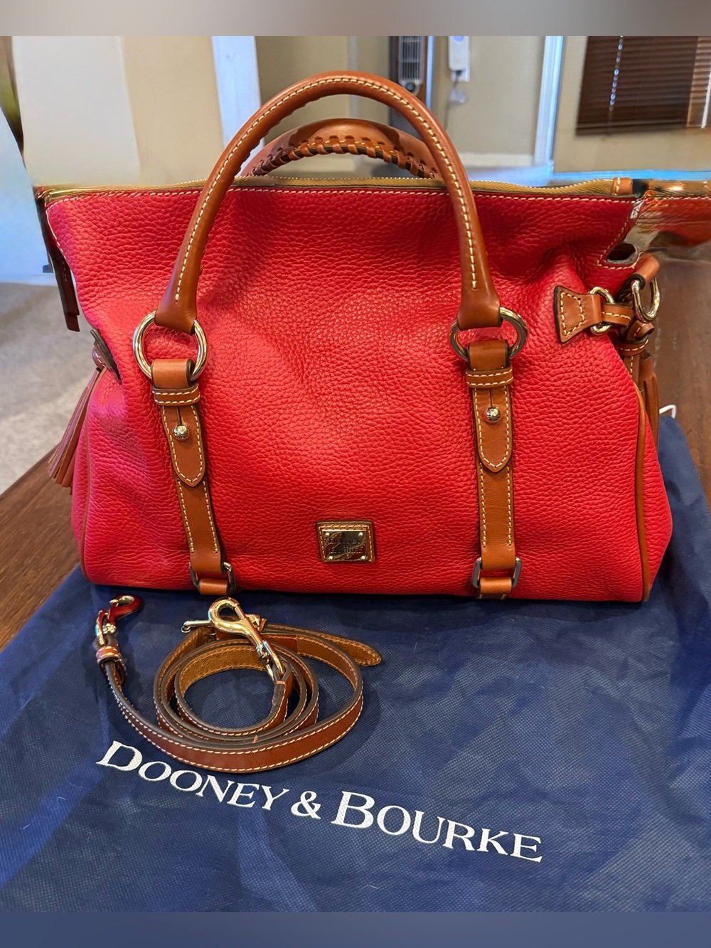 Dooney & Bourke Red Pebbled Leather Medium Satchel